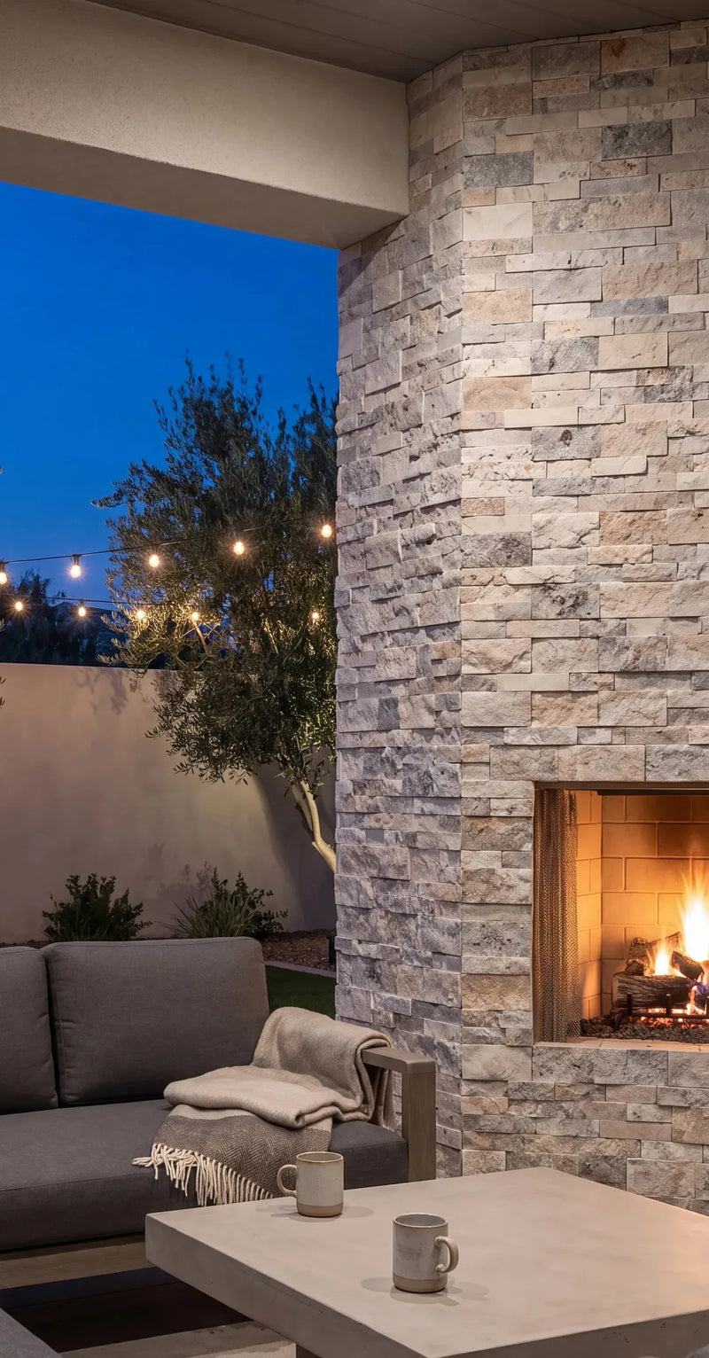 Silver Travertine Ledger Panel