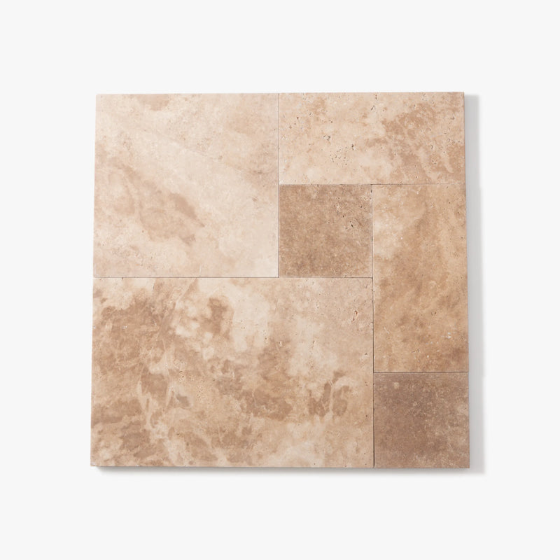 Chocolate Brown Travertine Paver — French-Pattern