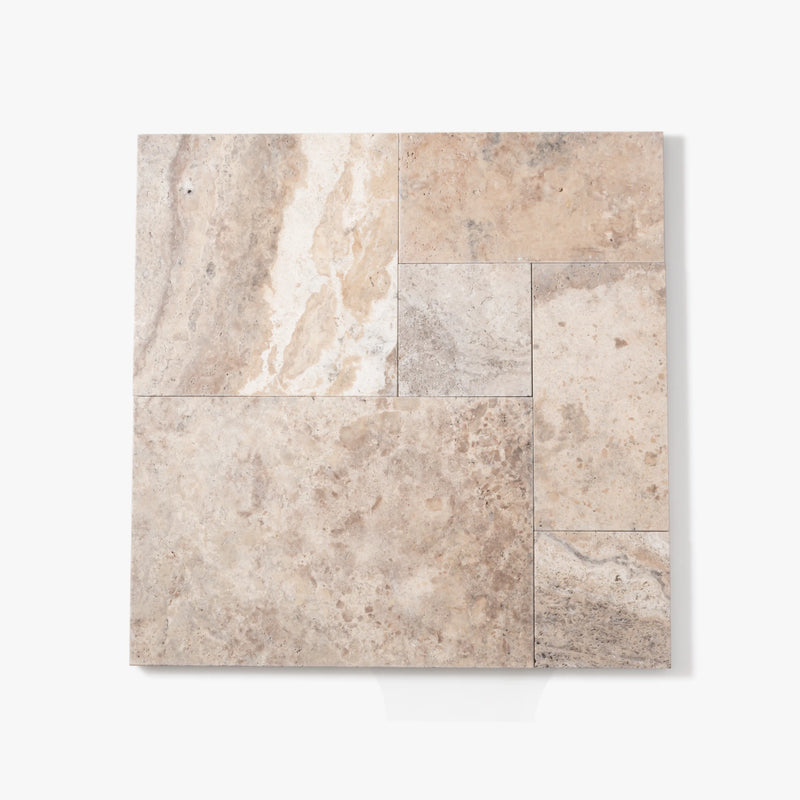 Silver Travertine Paver — French-Pattern