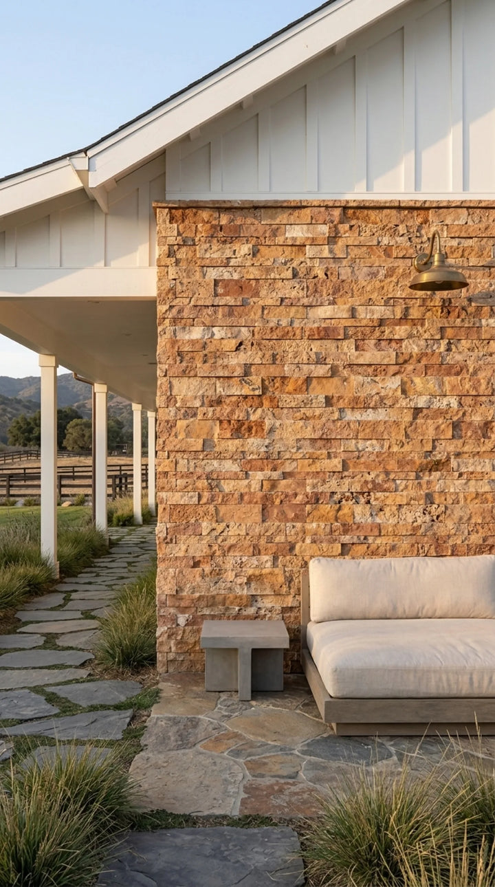 Autumn Leaves Travertine Ledger Panel