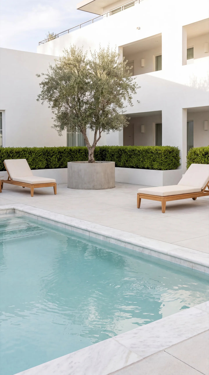 White Marble Pool Coping