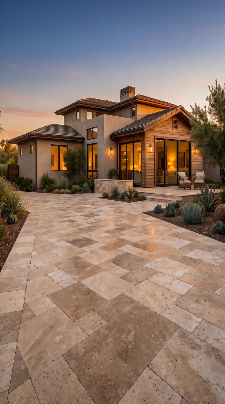 Chocolate Brown Travertine Pool Coping