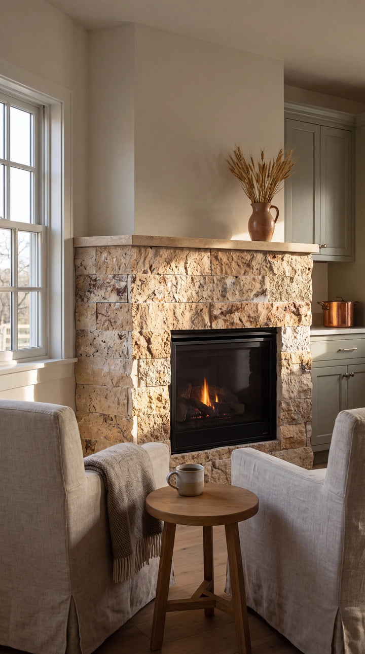 Autumn Leaves Travertine Split Face