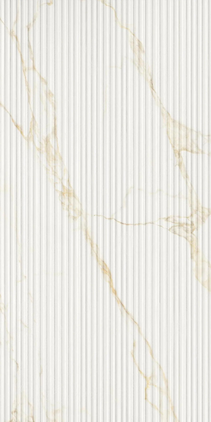 Calacatta Gold Porcelain Tile — 3D Fluted
